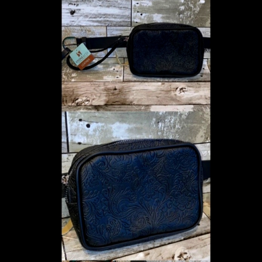 Black leather waist pouch